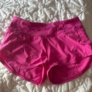 Lululemon Athletica Pink Speed Up Low Rise Shorts. In mint condition.